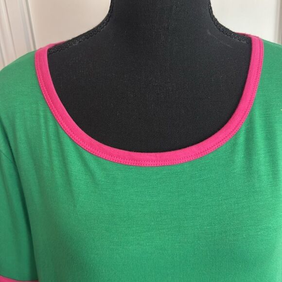 LuLaRoe Julia Green Casual Short Sleeve Dress Plus Size 3X - Picture 3 of 5